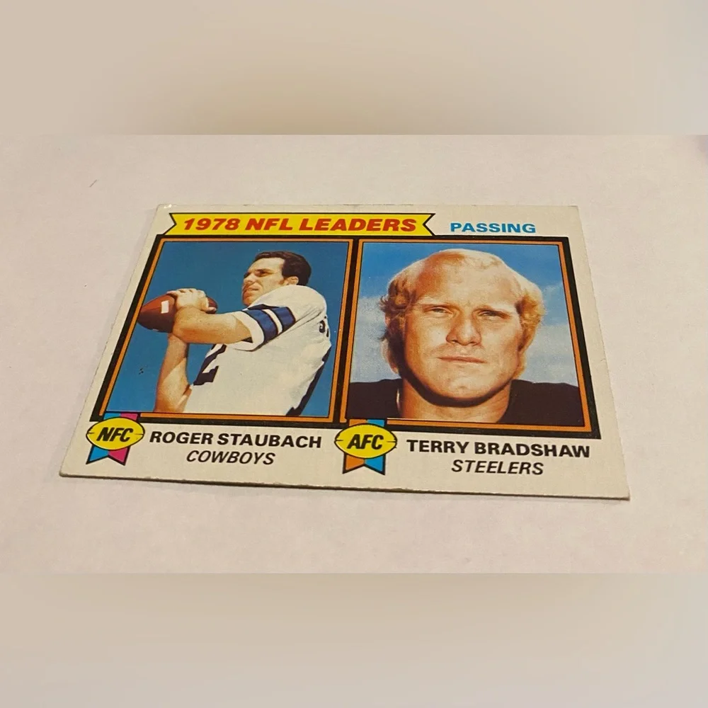 Roger Staubach/Terry Bradshaw 1978 Passing Leader Topps Football Card Vintage